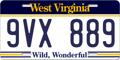 WV license plate 9VX889