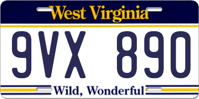 WV license plate 9VX890