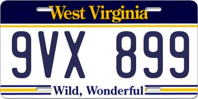 WV license plate 9VX899