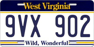 WV license plate 9VX902