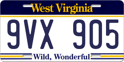 WV license plate 9VX905