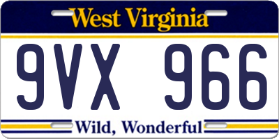 WV license plate 9VX966