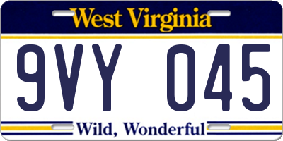 WV license plate 9VY045