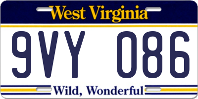 WV license plate 9VY086