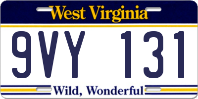 WV license plate 9VY131