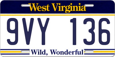 WV license plate 9VY136