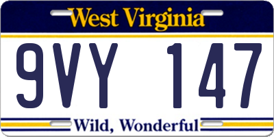 WV license plate 9VY147