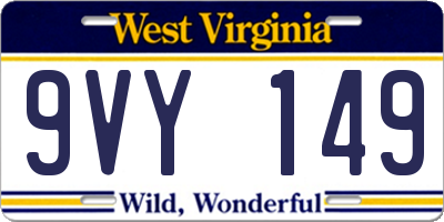WV license plate 9VY149