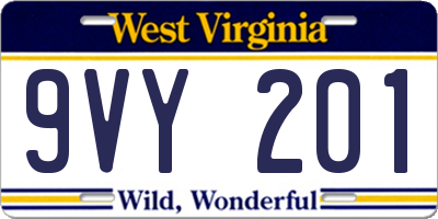 WV license plate 9VY201