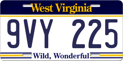 WV license plate 9VY225