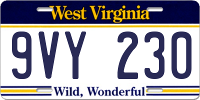 WV license plate 9VY230