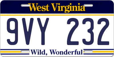 WV license plate 9VY232