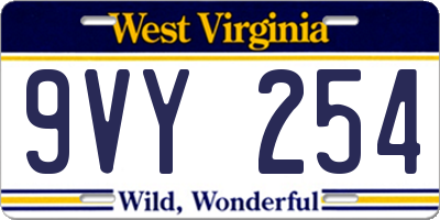 WV license plate 9VY254