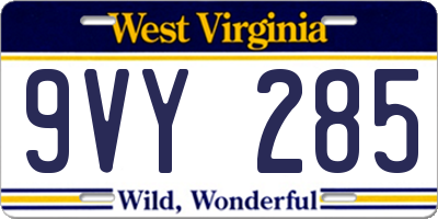 WV license plate 9VY285