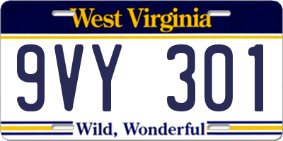 WV license plate 9VY301