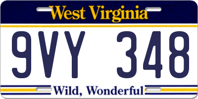 WV license plate 9VY348