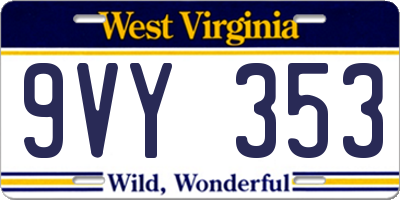 WV license plate 9VY353