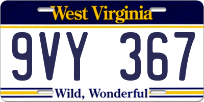 WV license plate 9VY367