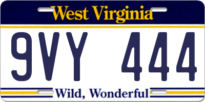 WV license plate 9VY444