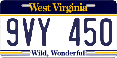 WV license plate 9VY450