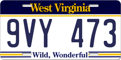 WV license plate 9VY473