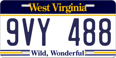 WV license plate 9VY488