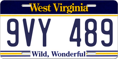 WV license plate 9VY489