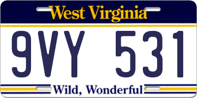 WV license plate 9VY531