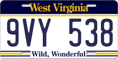 WV license plate 9VY538