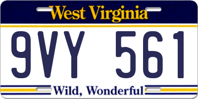 WV license plate 9VY561
