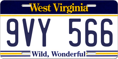 WV license plate 9VY566