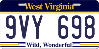 WV license plate 9VY698