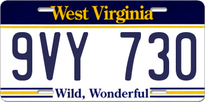 WV license plate 9VY730