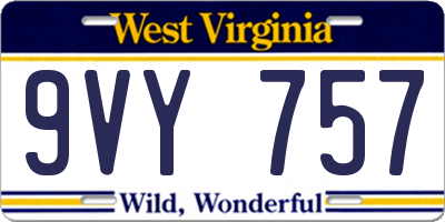 WV license plate 9VY757