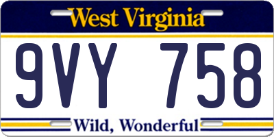 WV license plate 9VY758