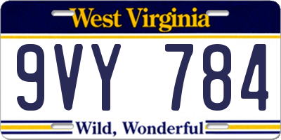 WV license plate 9VY784