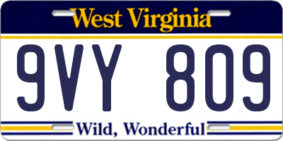 WV license plate 9VY809