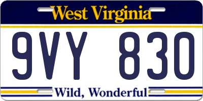 WV license plate 9VY830