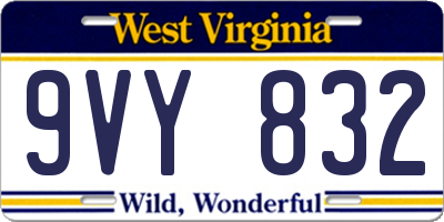 WV license plate 9VY832