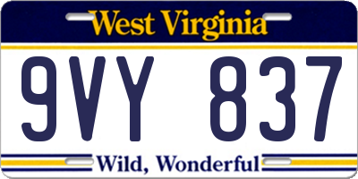 WV license plate 9VY837
