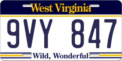 WV license plate 9VY847