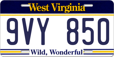 WV license plate 9VY850