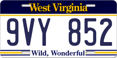 WV license plate 9VY852