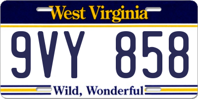 WV license plate 9VY858