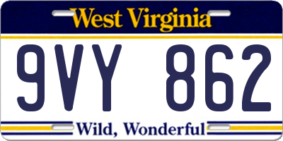 WV license plate 9VY862
