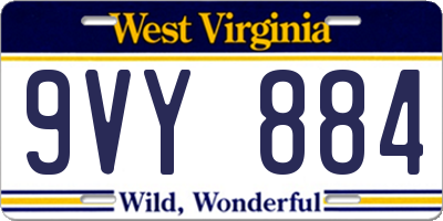 WV license plate 9VY884