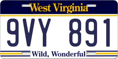 WV license plate 9VY891