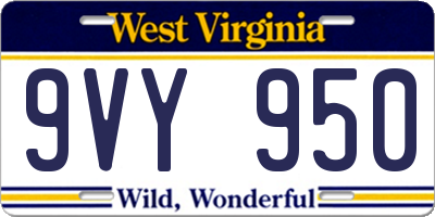 WV license plate 9VY950