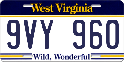 WV license plate 9VY960