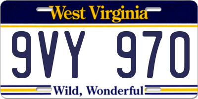 WV license plate 9VY970